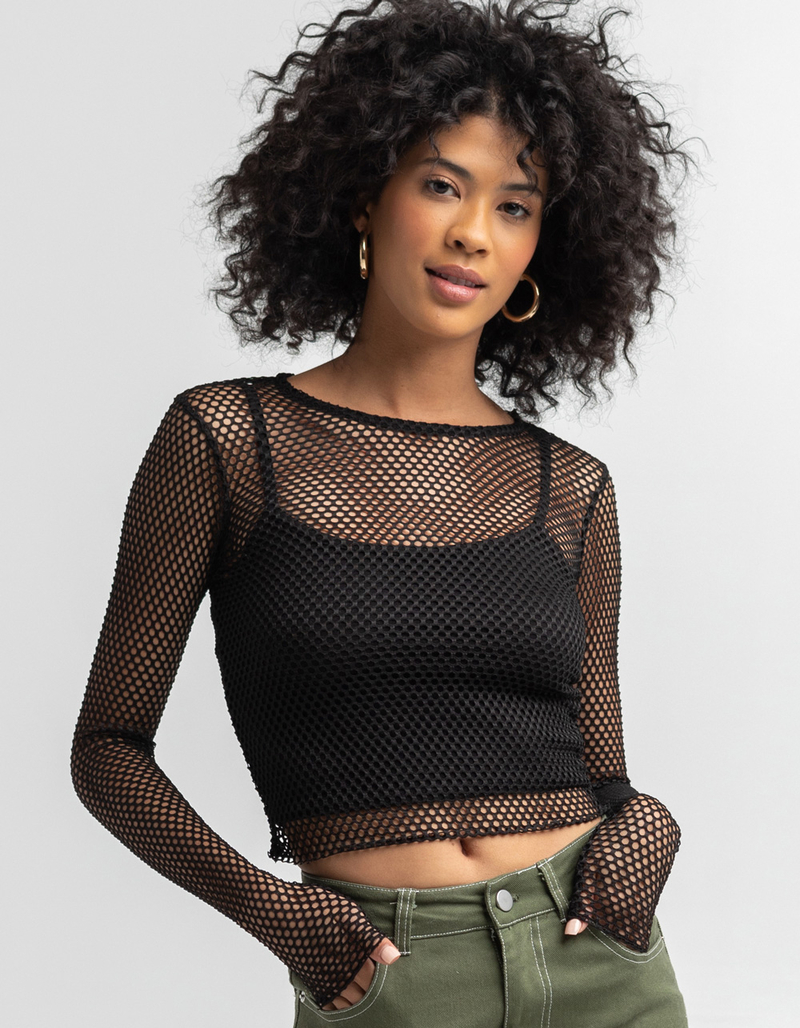 FULL TILT Fishnet Womens Top image number 3