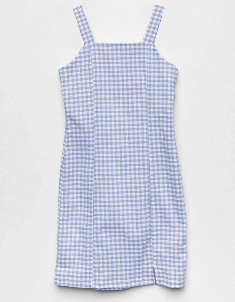 FULL TILT Gingham Slit Girls Blue & White Dress image number 0