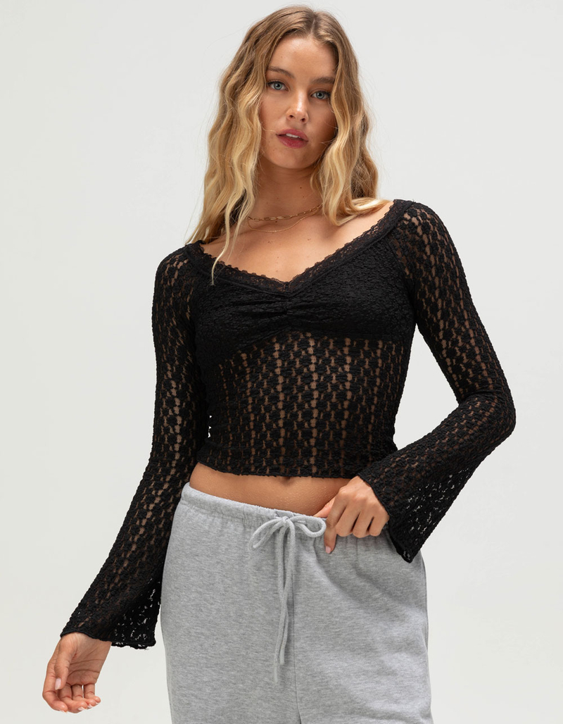 FULL TILT Womens Off The Shoulder Lace Top image number 0