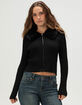 MADDEN GIRL Fur Collar Womens Zip-Up Sweater image number 1