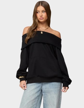 EDIKTED Ashlee Oversized Foldover Sweatshirt Primary Image