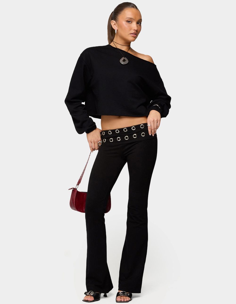 EDIKTED Nairobi Grommet Foldover Flared Leggings image number 4