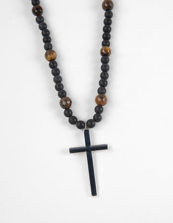 RSQ Mens Matte Beaded Cross Necklace Alternative Image