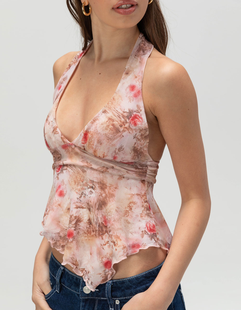 FULL TILT Mesh Hanky Womens Halter Top image number 4