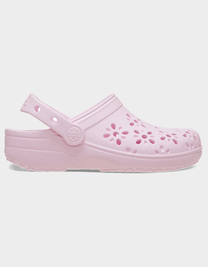 CROCS Floral Cut-Out Girls Classic Clogs image number 0