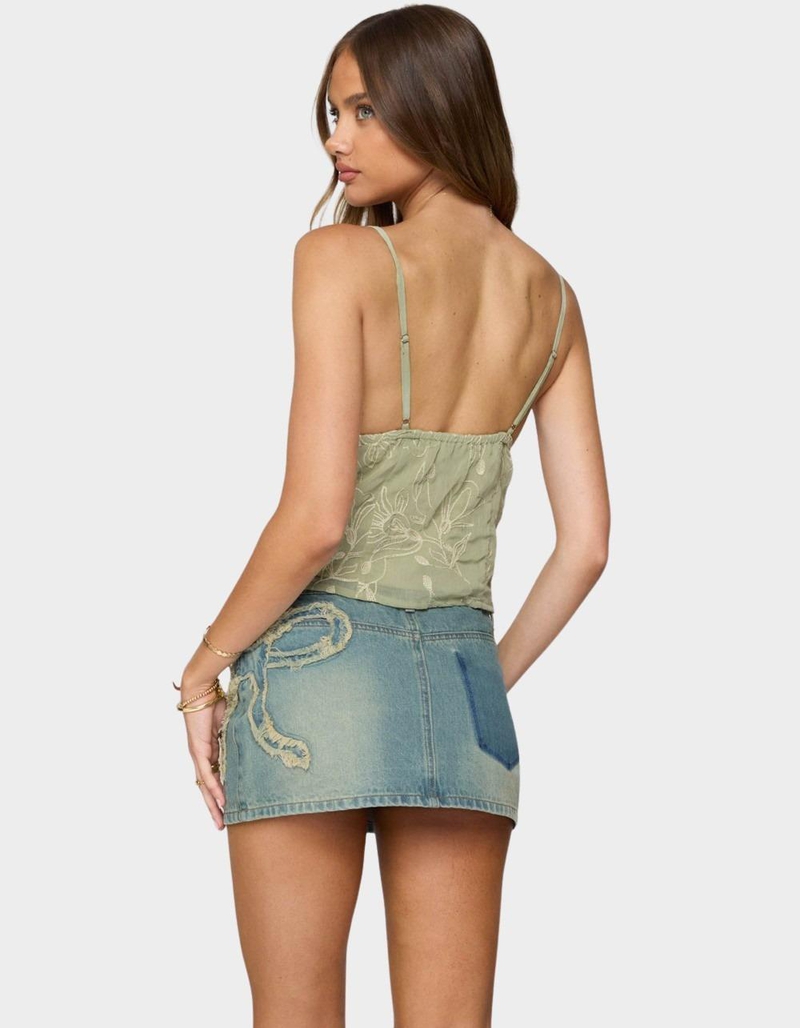 EDIKTED Embroidered Button Up Tank Top image number 2