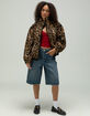 BDG Urban Outfitters Olive Leopard Print Womens Fleece Zip-Up Jacket image number 2