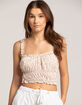 RSQ Ruffle Trim Ditsy Womens Crop Top image number 1