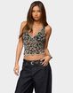 EDIKTED Araura Velvet Floral Sheer Top image number 1