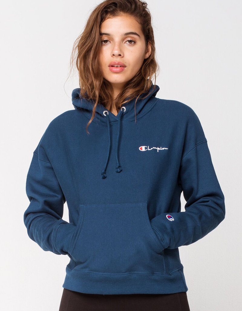 CHAMPION Reverse Weave Teal Blue Womens Hoodie image number 0