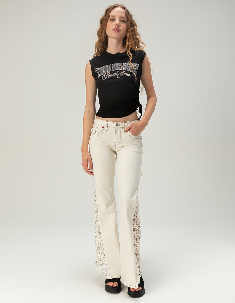 TRUE RELIGION Crochet Mid Rise Flap Womens Flare Jeans image number 0