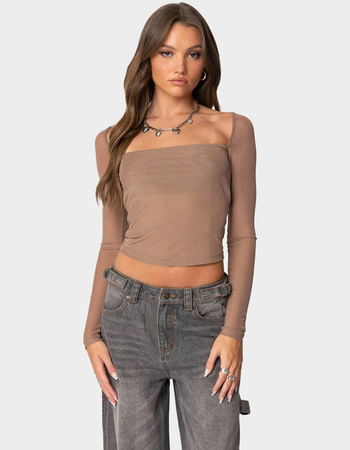 EDIKTED Marta Mesh Top Primary Image