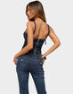 EDIKTED Koto Snap Button Stretchy Denim Top image number 3