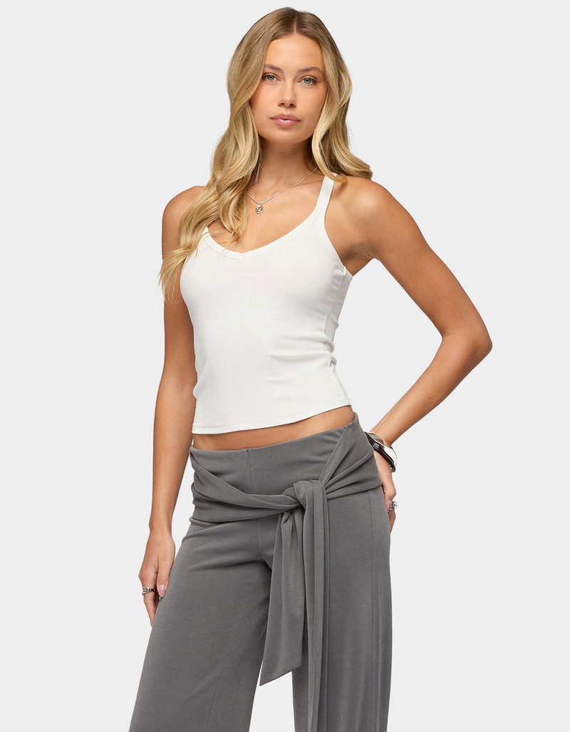 EDIKTED Juliena Ribbed V-Neck Tank Top image number 1