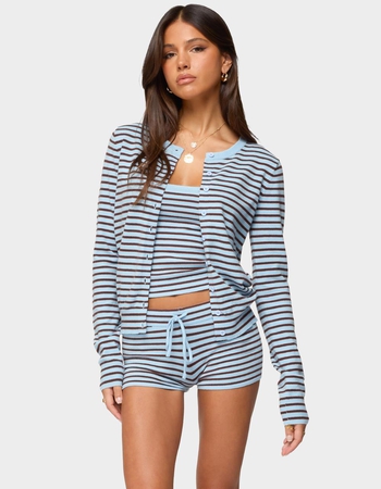 EDIKTED Lillian Striped Button Up Knit Cardigan Primary Image