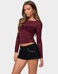 EDIKTED Oona Sheer Gathered Long Sleeve Top image number 2
