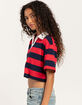 RSQ Womens Stripe Crop Polo Shirt image number 3