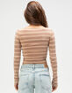 FULL TILT Stripe Boat Neck Womens Long Sleeve Tee image number 4