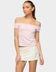 EDIKTED French Terry Striped Off Shoulder Top image number 1