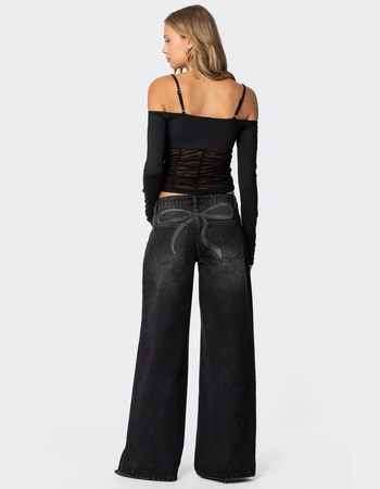 EDIKTED Vyxen Vintage Washed Low Rise Jeans Alternative Image