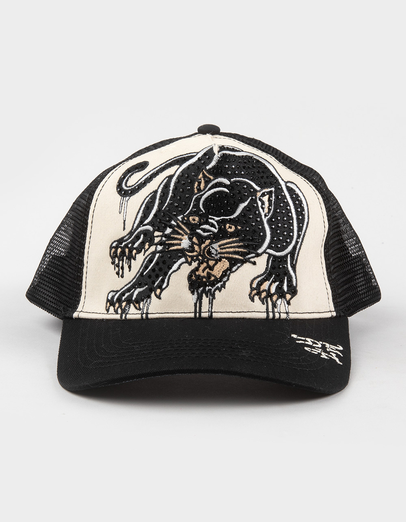 ED HARDY Rhinestone Panther Womens Trucker Hat image number 1