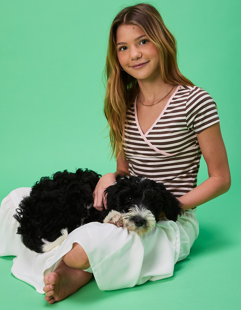 FULL TILT Girls Stripe Surplus Top image number 3