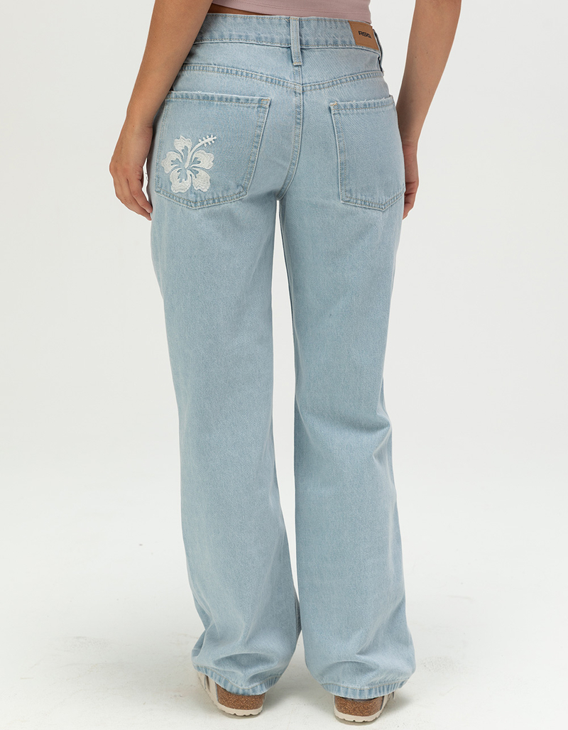 RSQ Womens Low Rise Loose Straight Hibiscus Pocket Jeans image number 4