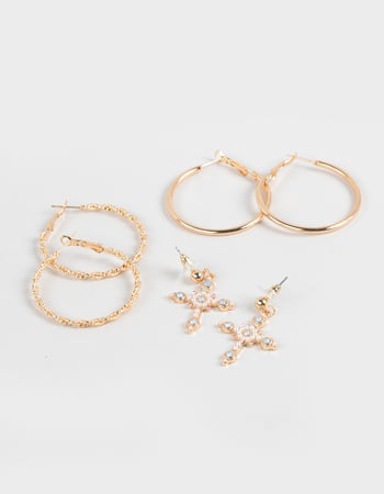 FULL TILT 3 Pack Cross/Hoop Earrings Primary Image