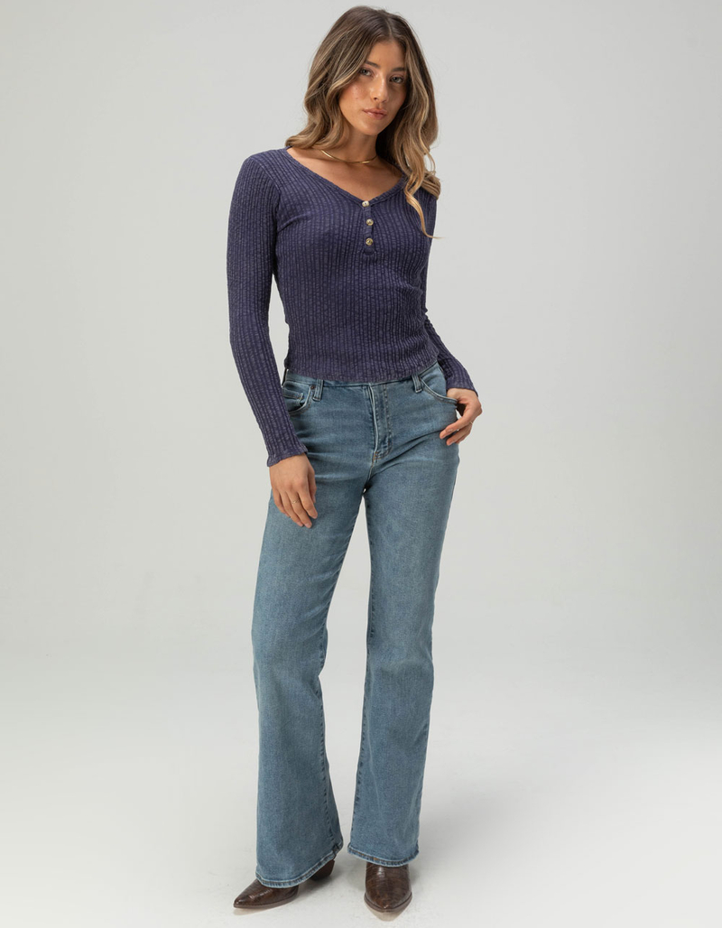 FULL TILT Womens Rib Long Sleeve Henley Top image number 1