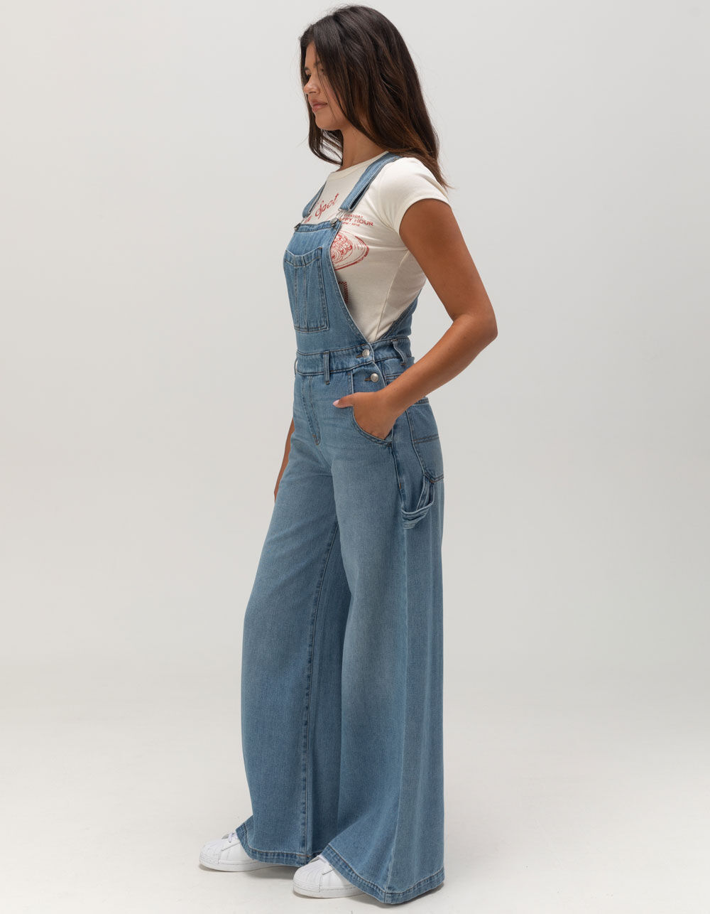 RSQ Womens Wide Leg Overalls - MEDIUM WASH | Tillys