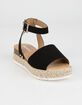 SODA Ankle Strap Girls Black Espadrille Flatform Sandals image number 1