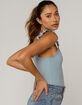 IVY & MAIN Ruffle Strap Womens Light Blue Bodysuit image number 2