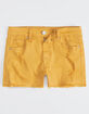 RSQ Venice Mid Rise Mustard Girls Ripped Denim Shorts image number 1