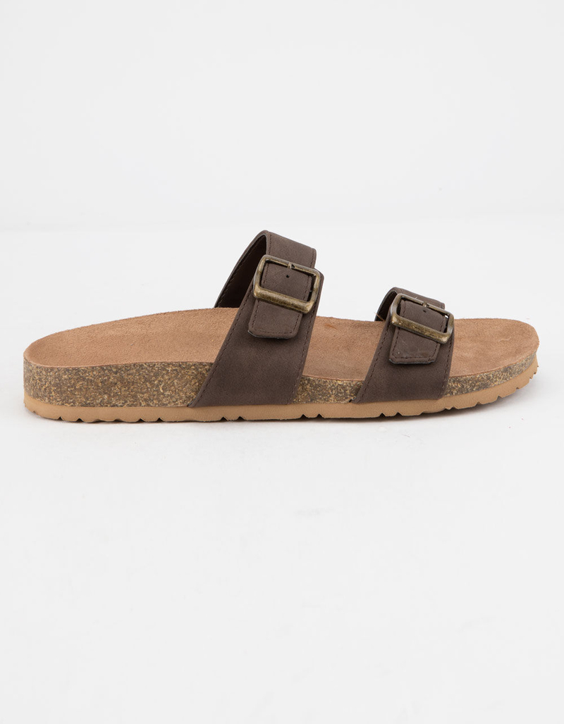 SODA Double Buckle Brown Womens Slide Sandals image number 2