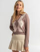 FULL TILT Womens Argyle Collared V-Neck Sweater image number 1