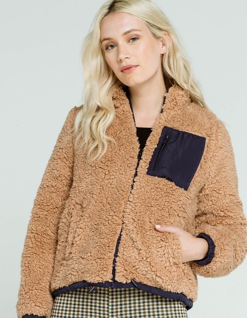 LOVE TREE Sherpa/Nylon Womens Camel Reversible Jacket image number 0