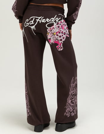 ED HARDY Pink Leopard Womens Sweatpants Alternative Image
