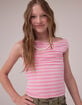 FULL TILT Off The Shoulder Girls Wide Stripe Top image number 1
