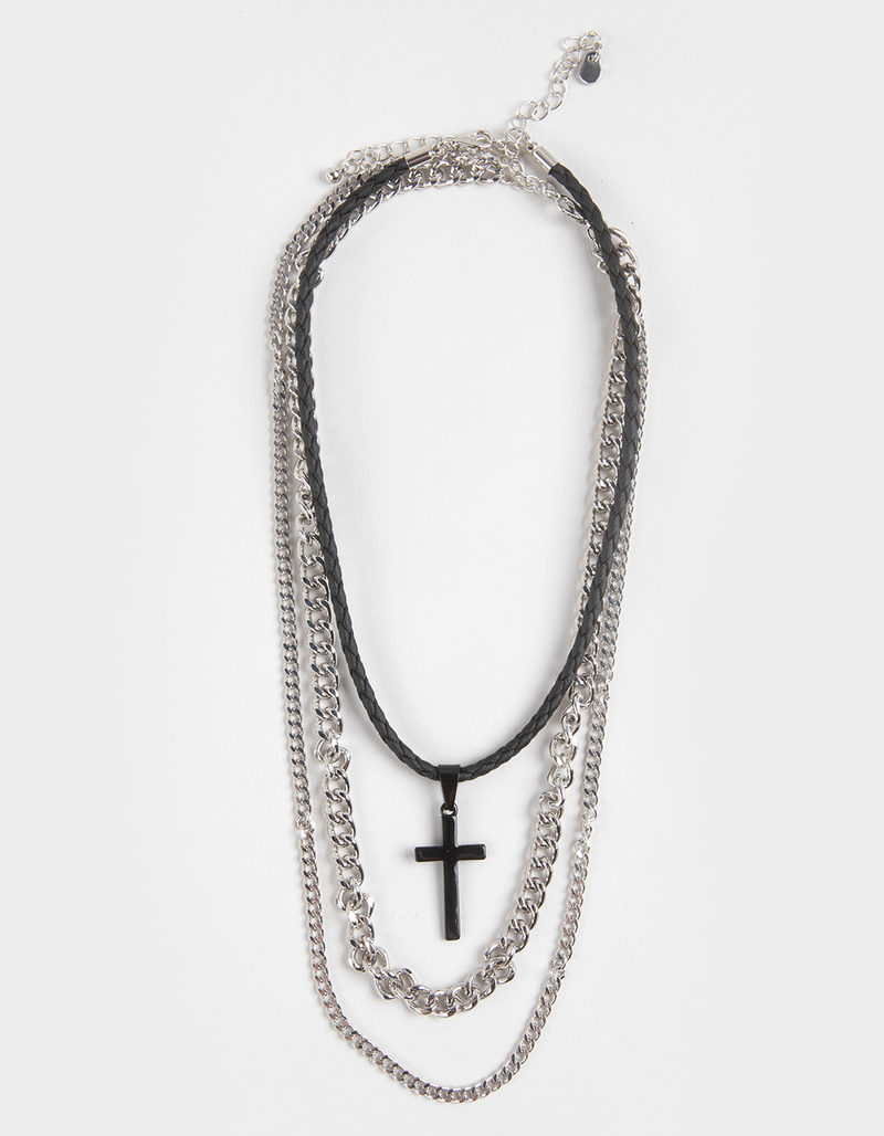 RSQ Layered Cross Chain Necklace image number 0