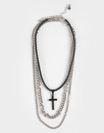 RSQ Layered Cross Chain Necklace Primary Image