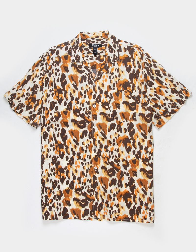 RSQ Mens Cheetah Button Up Shirt image number 4