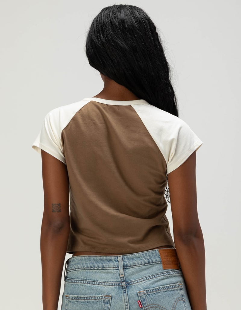 TRUE RELIGION Contrast Raglan Womens Notch Baby Tee image number 3
