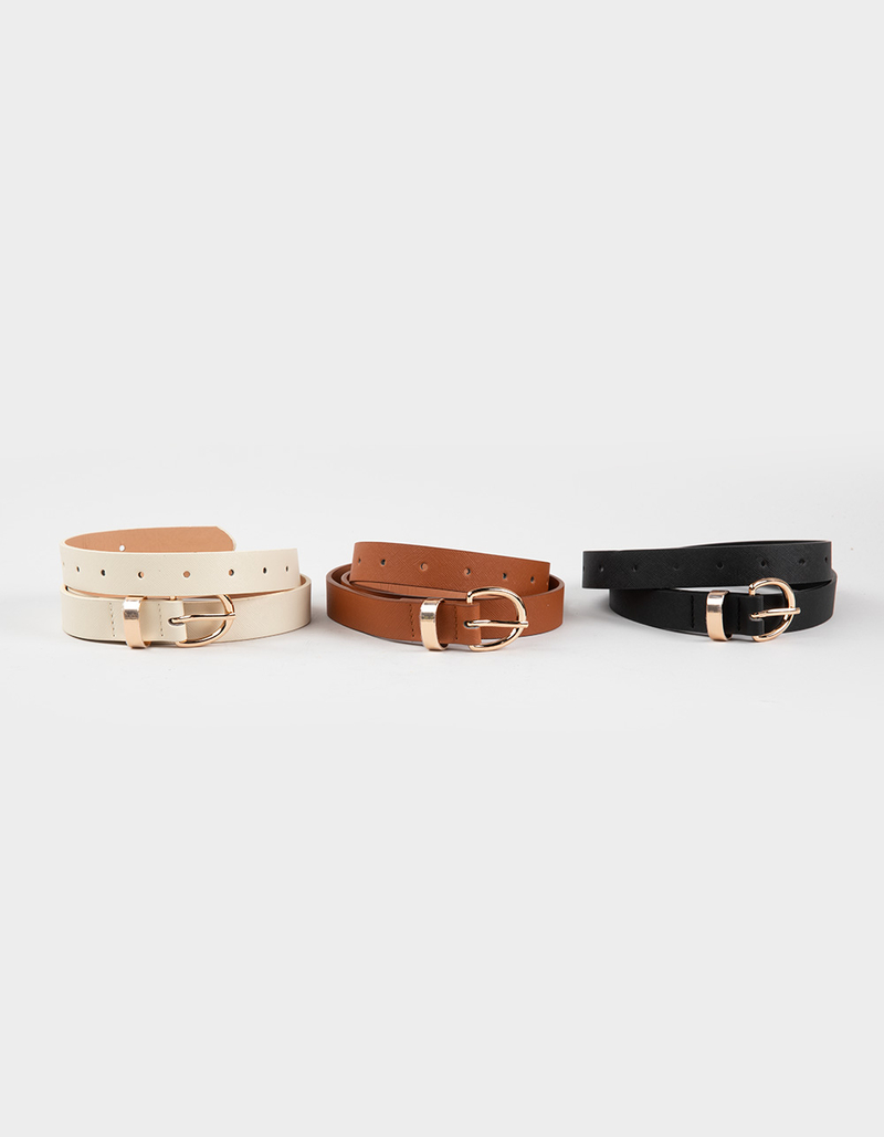 3 Pack Basic Womens Skinny Belts image number 4