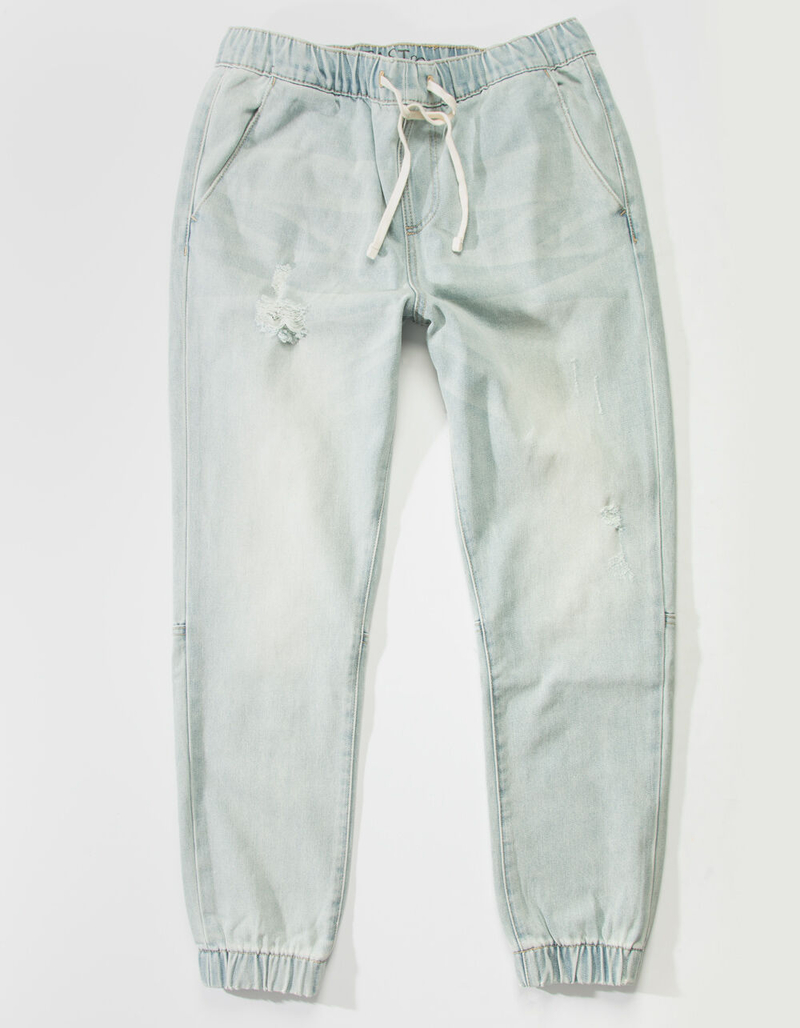 EAST POINTE Mens Light Wash Denim Joggers image number 0