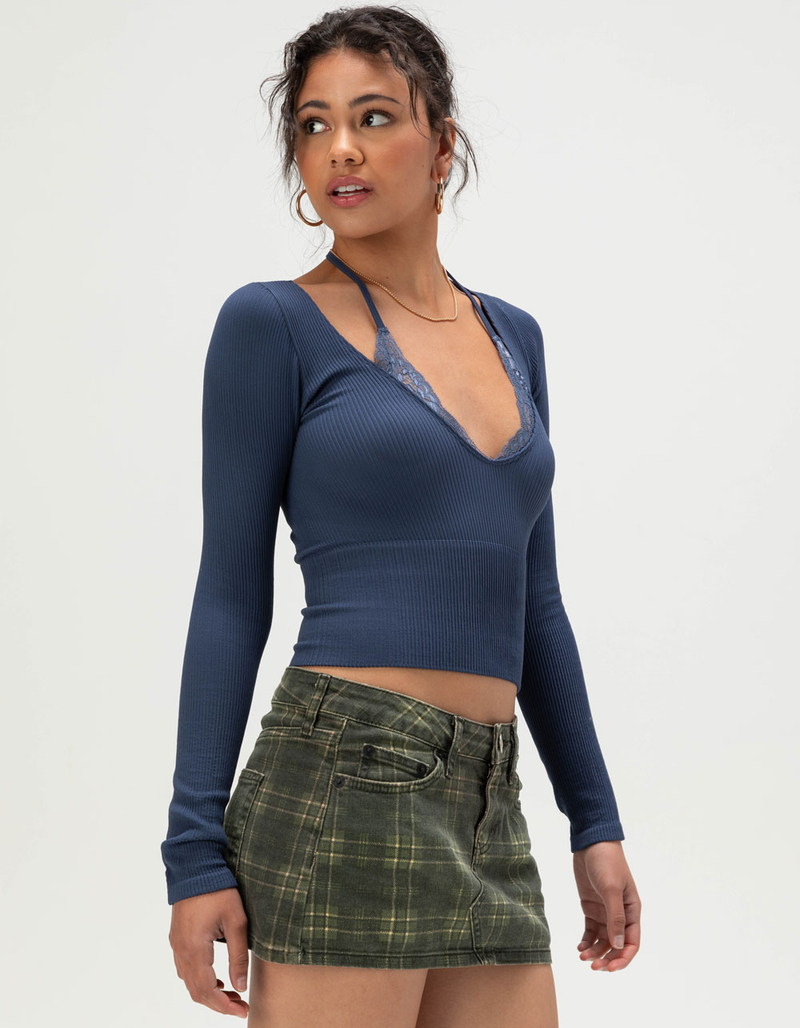 BDG Urban Outfitters Deep V Womens Long Sleeve 2fer Top image number 2