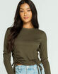 SKY AND SPARROW Double Cinch Front Womens Olive Tee image number 1