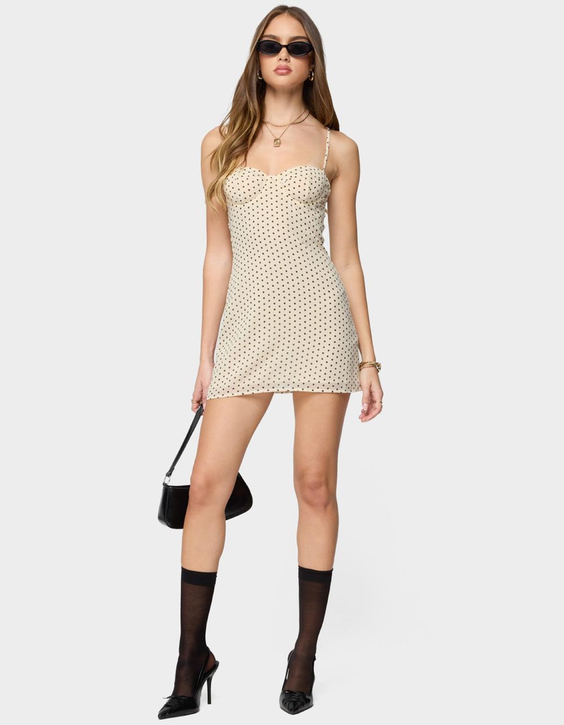 EDIKTED Polka Dot Cupped Chiffon Mini Dress image number 4