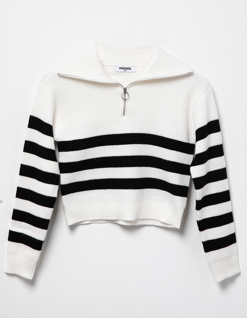 RSQ Girls Stripe Quarter Zip Sweater image number 1