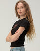SUGAR FLOWER Heart Rhinestone Womens Baby Tee image number 3