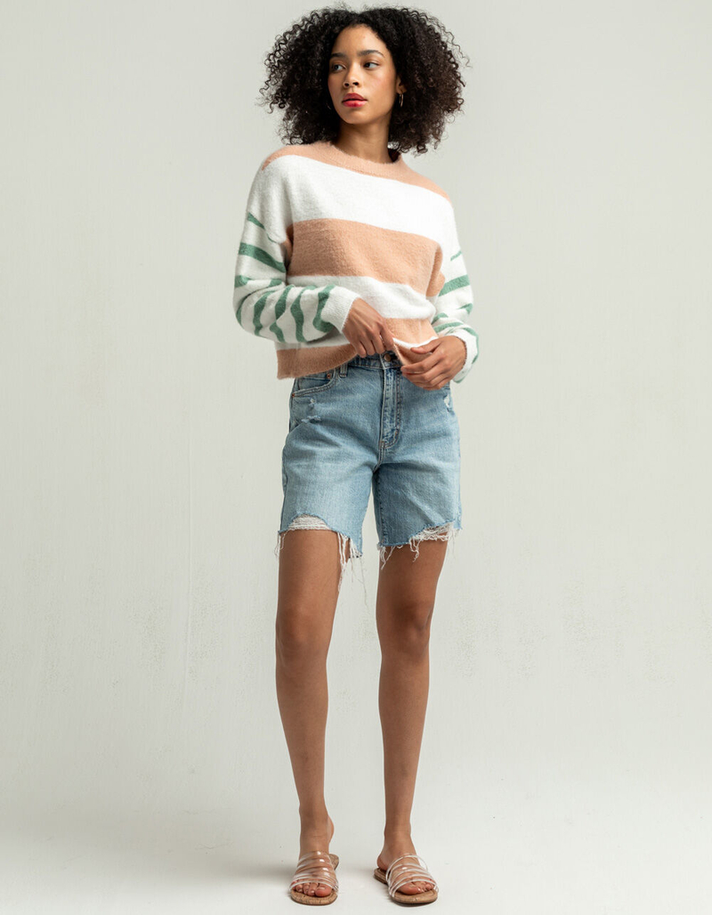 LUMIERE Striped Womens Cream Combo Sweater image number 3